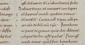 Signos marginales en un manuscrito del siglo IX